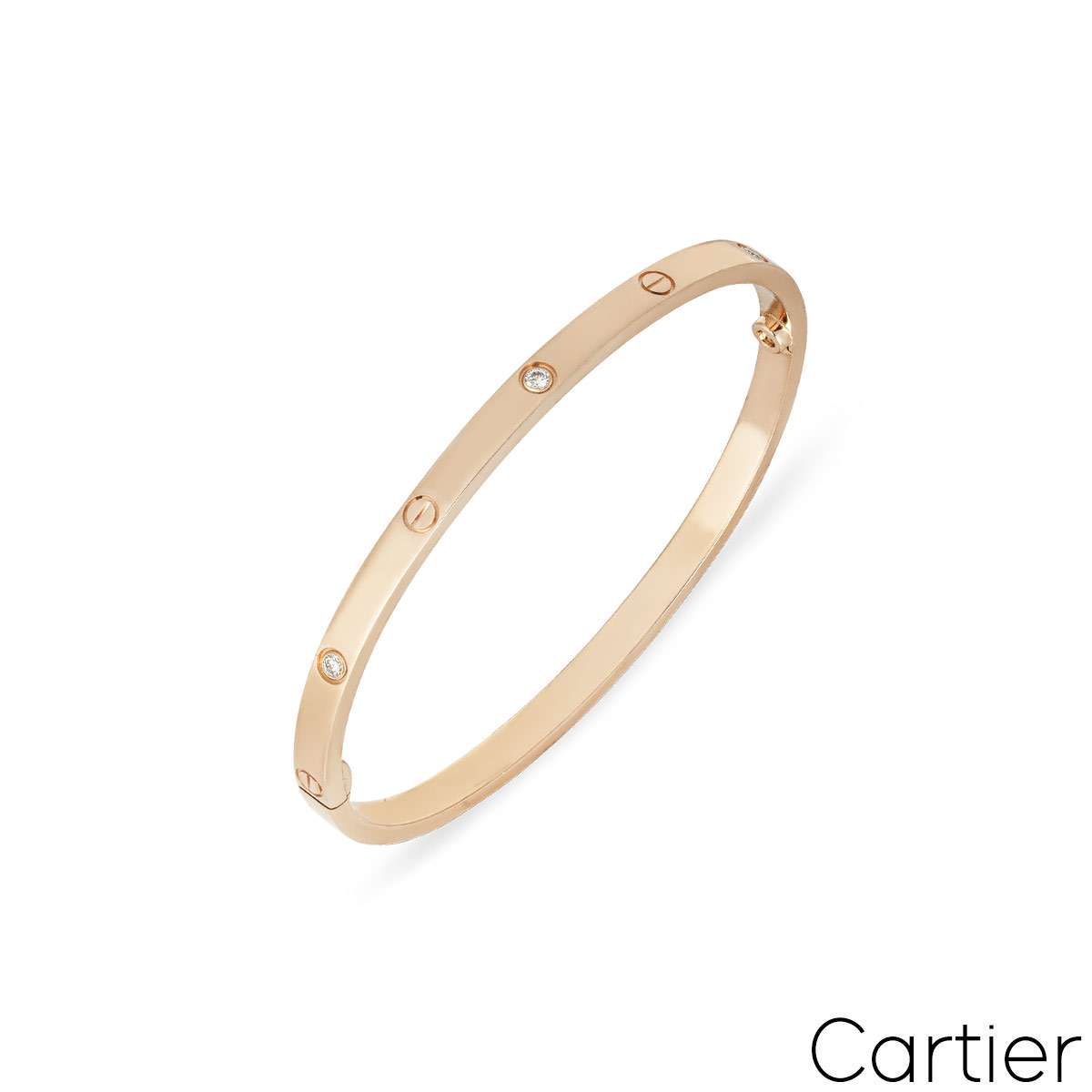 Cartier Rose Gold 6 Diamond SM Love Bracelet Size 15 B6047615